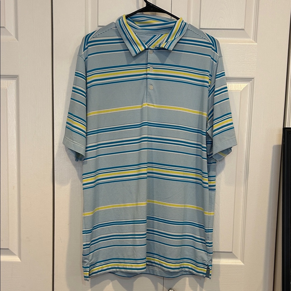 Antigua Striped Blue and Yellow Men's Polo Shirt